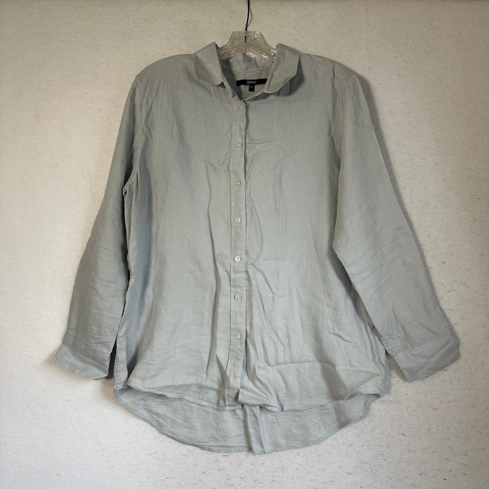 Quince Light Gray Button-Down Linen Shirt